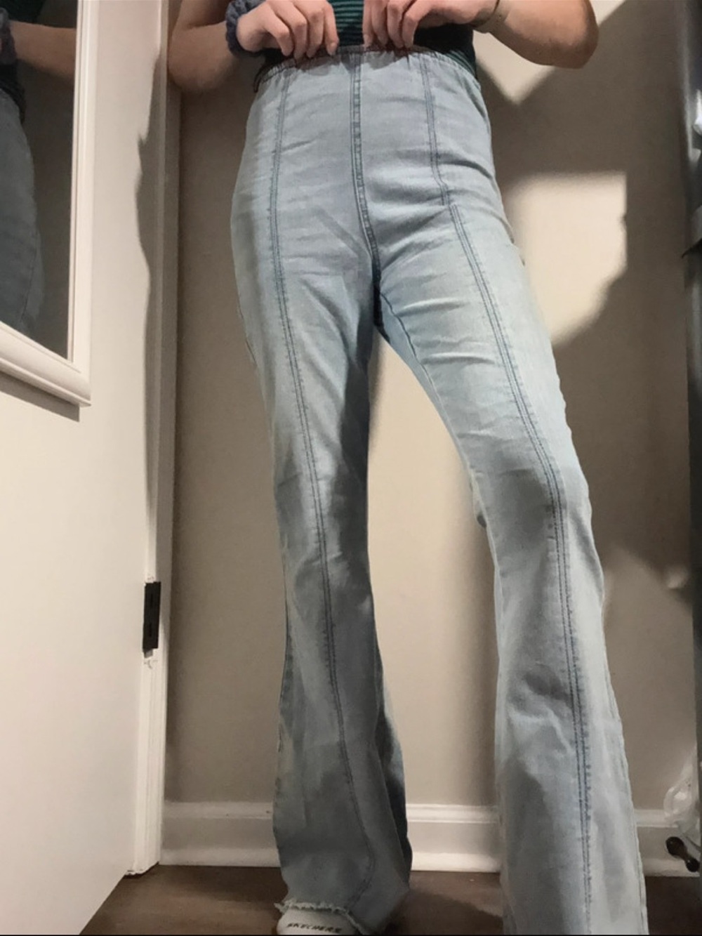 No Boundaries Light Blue Panel-Seam Flare Jeans